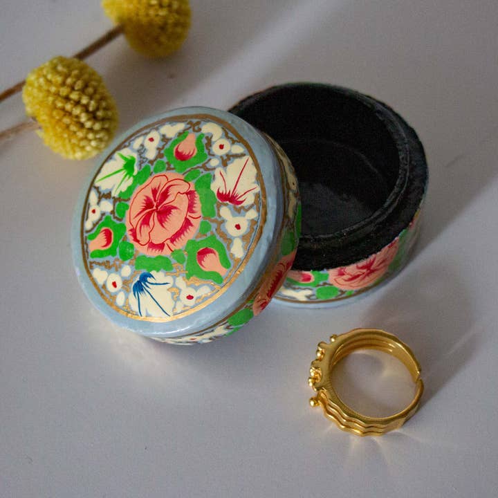 Global Crafts - Wholesale Decorative Box - Handpainted Kashmiri Box, Rose1