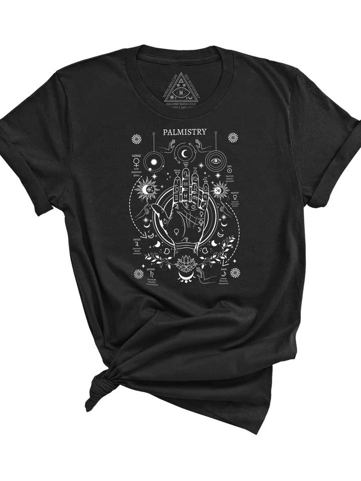 T-shirt Palm Reading - Noir pour la vente par Nora Libra