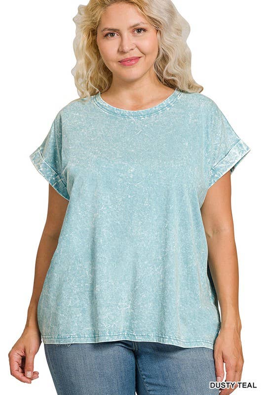 Vanilla Monkey - Vente Haut en maille – femme - T-shirt à manches courtes pliées, col rond, effet froissé Plus6