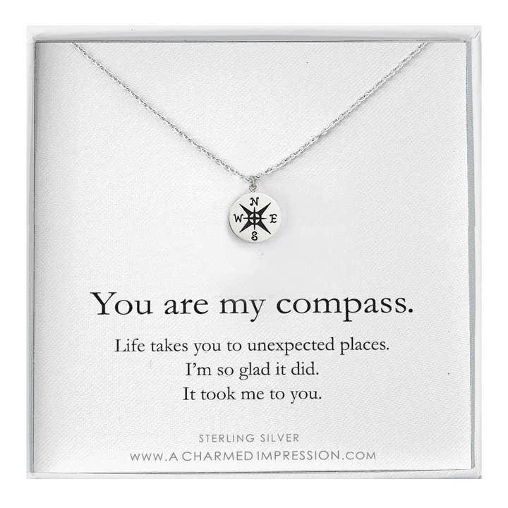 Gift for Wife Girlfriend Best Friend • You are my Compass • I'd be Lost Without You • Silver Charm Necklace • Handmade Handcrafted • Anniversary Birthday Christmas for wholesale by A Charmed Impression