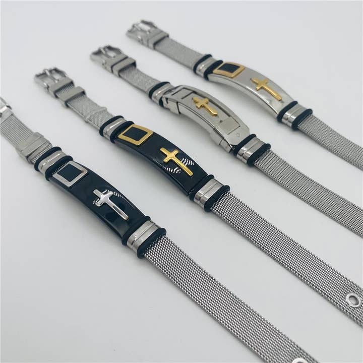 Mio Queena - Vente Bracelet jonc - Bracelet croix ajustable en titane5