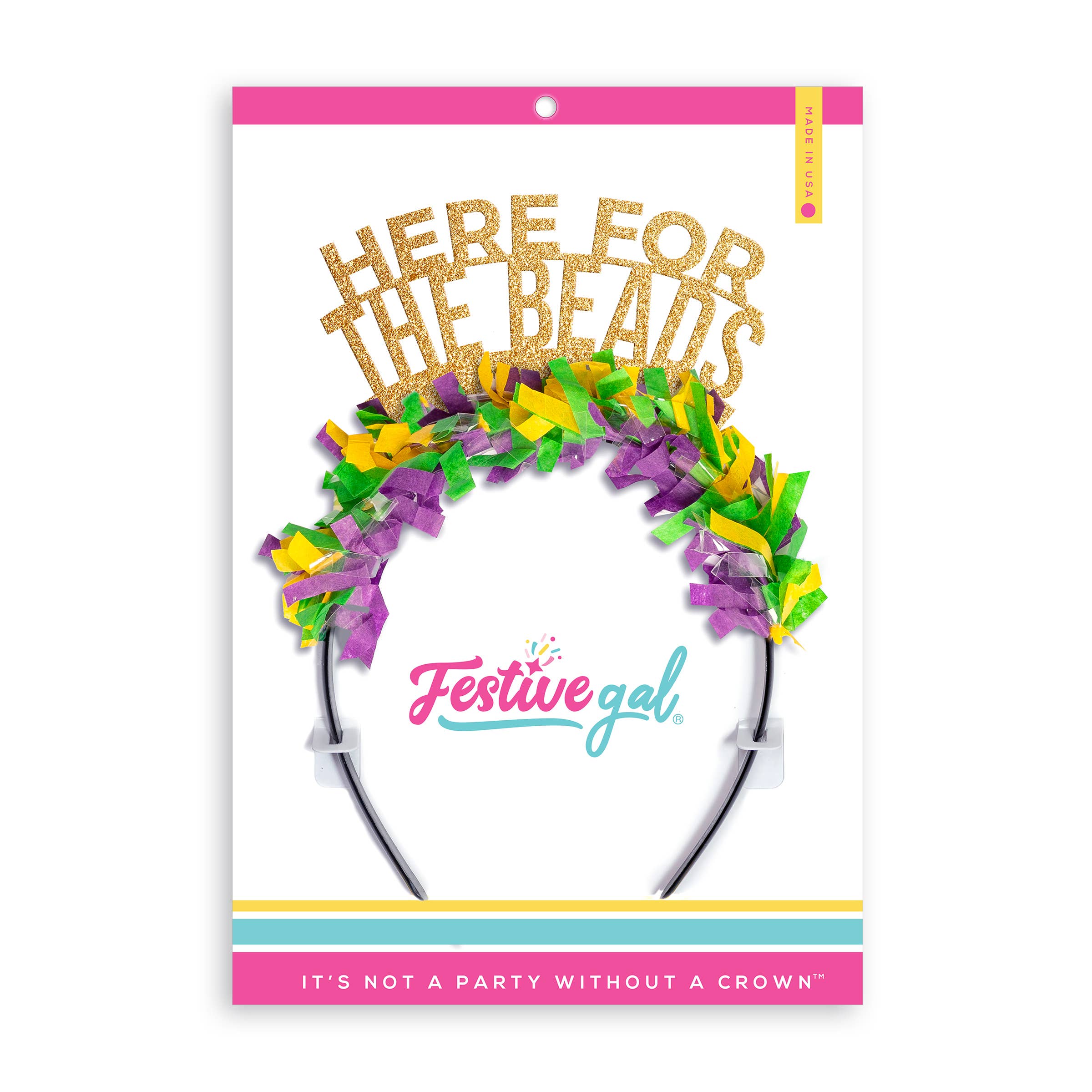 Festive Gal - Wholesale Party Hat/Crown - Here for the Beads Mardi Gras Party Crown Headband2