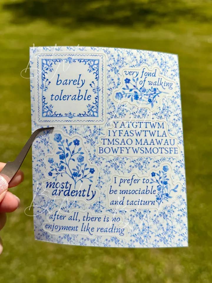 Pride and Prejudice Jane Austen Sticker Sheet for wholesale by Backing Wanderlust