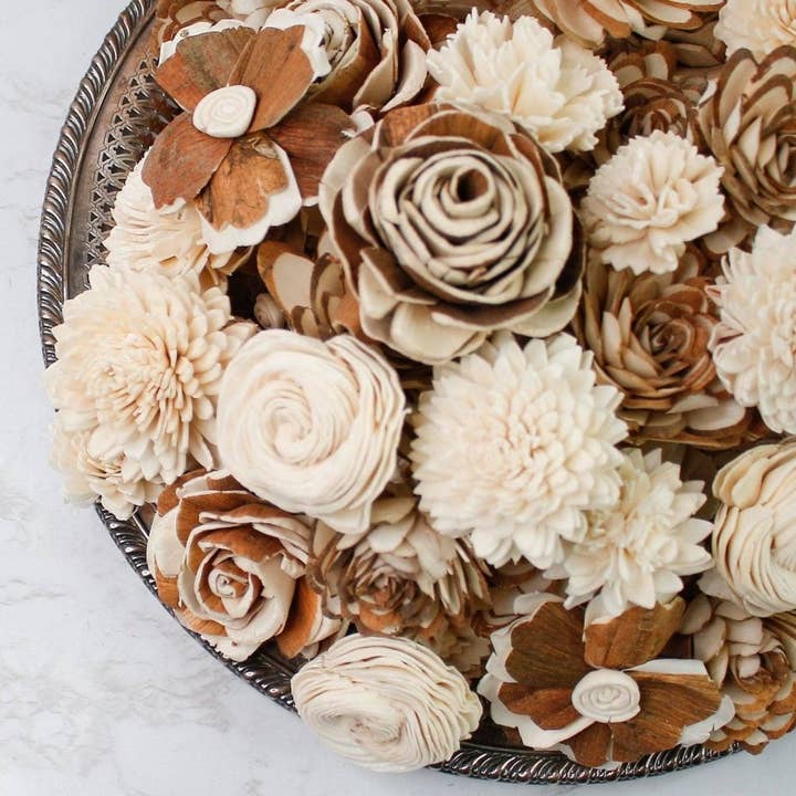 Sola Wood Flowers - Wholesale Artificial Flowers - 100 Random Assorted Wood Flowers