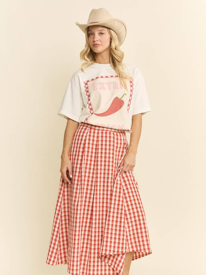 GERUITE PLOOIEN MIDI ROK voor wholesale door JADE BY JANE