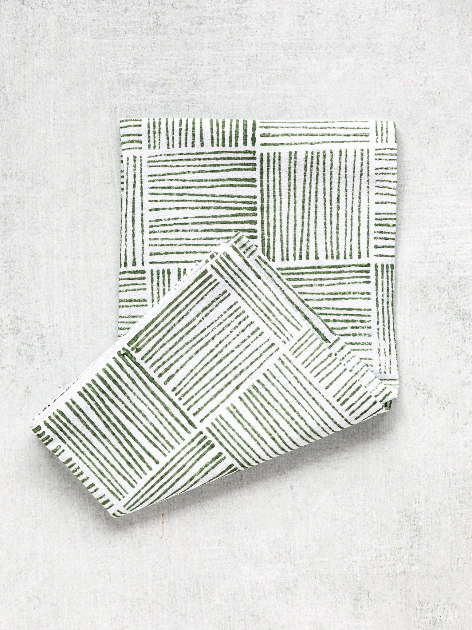 Mended - Wholesale Tea Towel - Tea Towel - Striped, Sage1