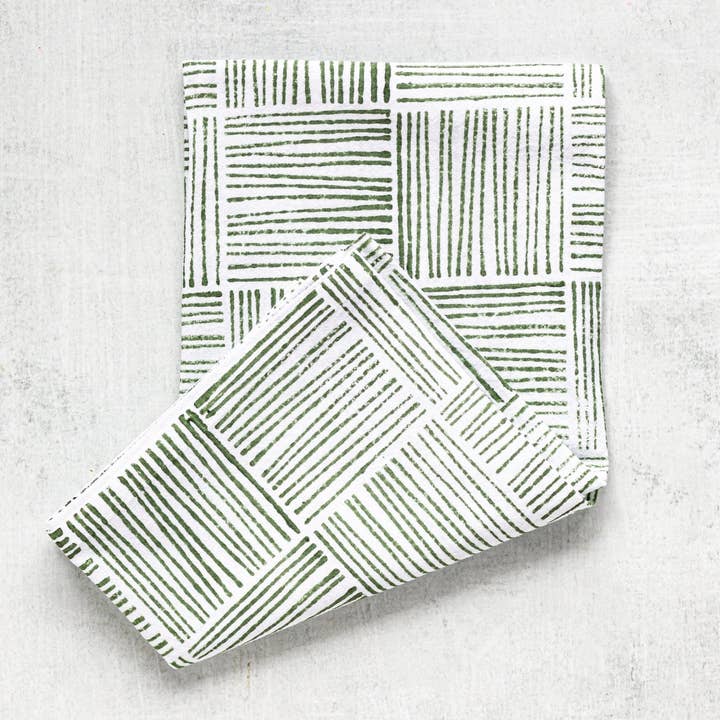 Mended - Wholesale Tea Towel - Tea Towel - Striped, Sage1