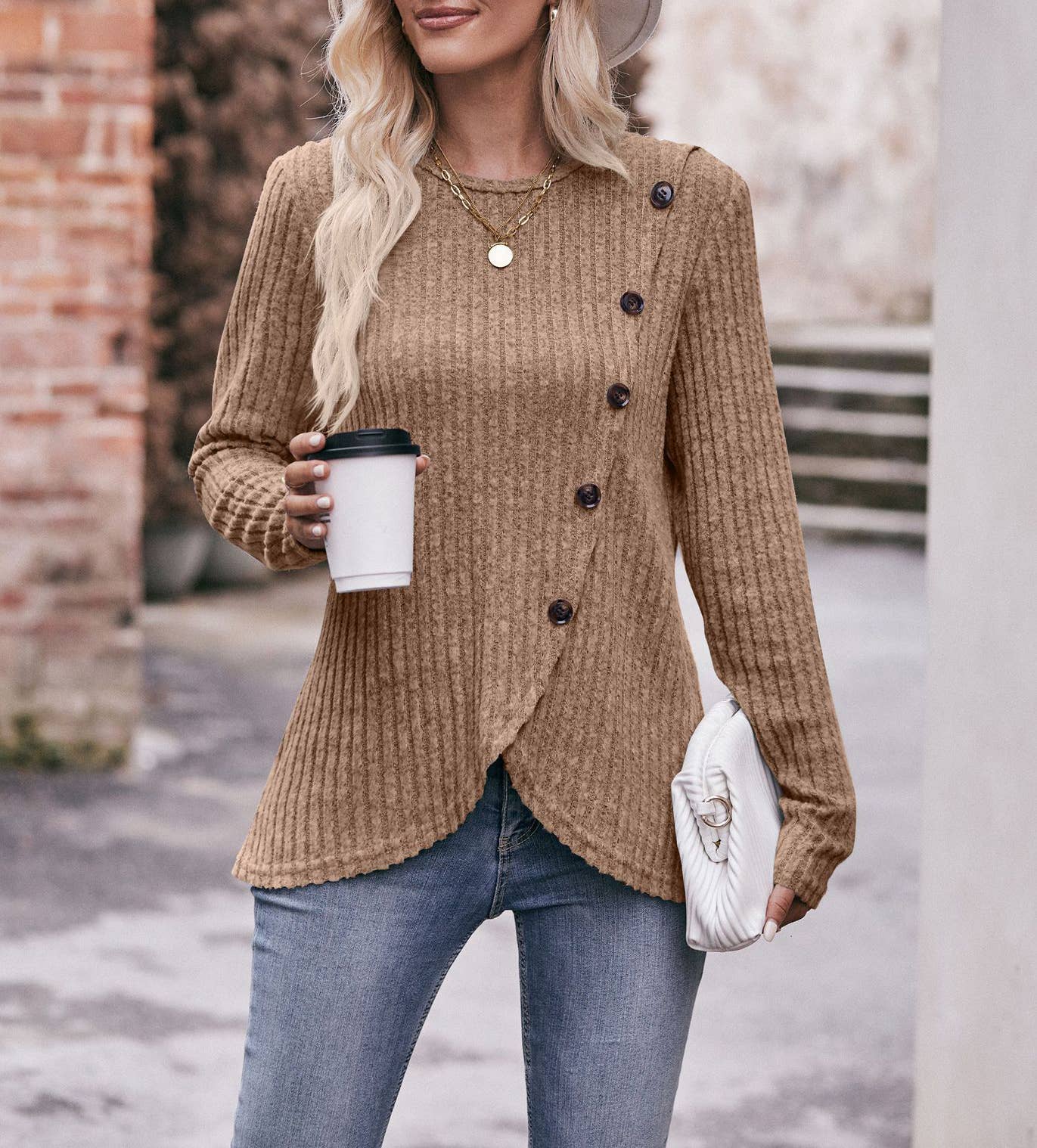 HIDDENBRAND - Wholesale Knit Sweater - Women's - Women's Round Neck Solid Color Sweater19