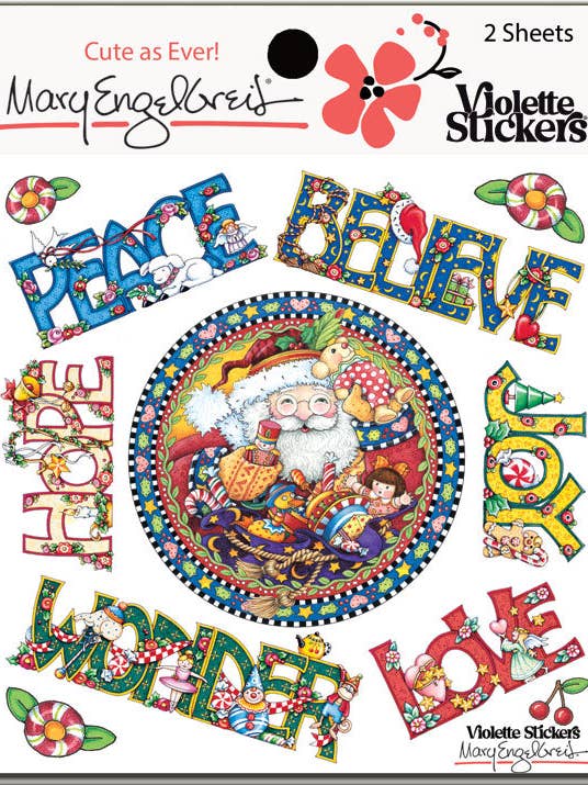 ME110 Mary Engelbreit® Pegatinas de Navidad "Mary's Believe" para venta al por mayor de Violette Stickers