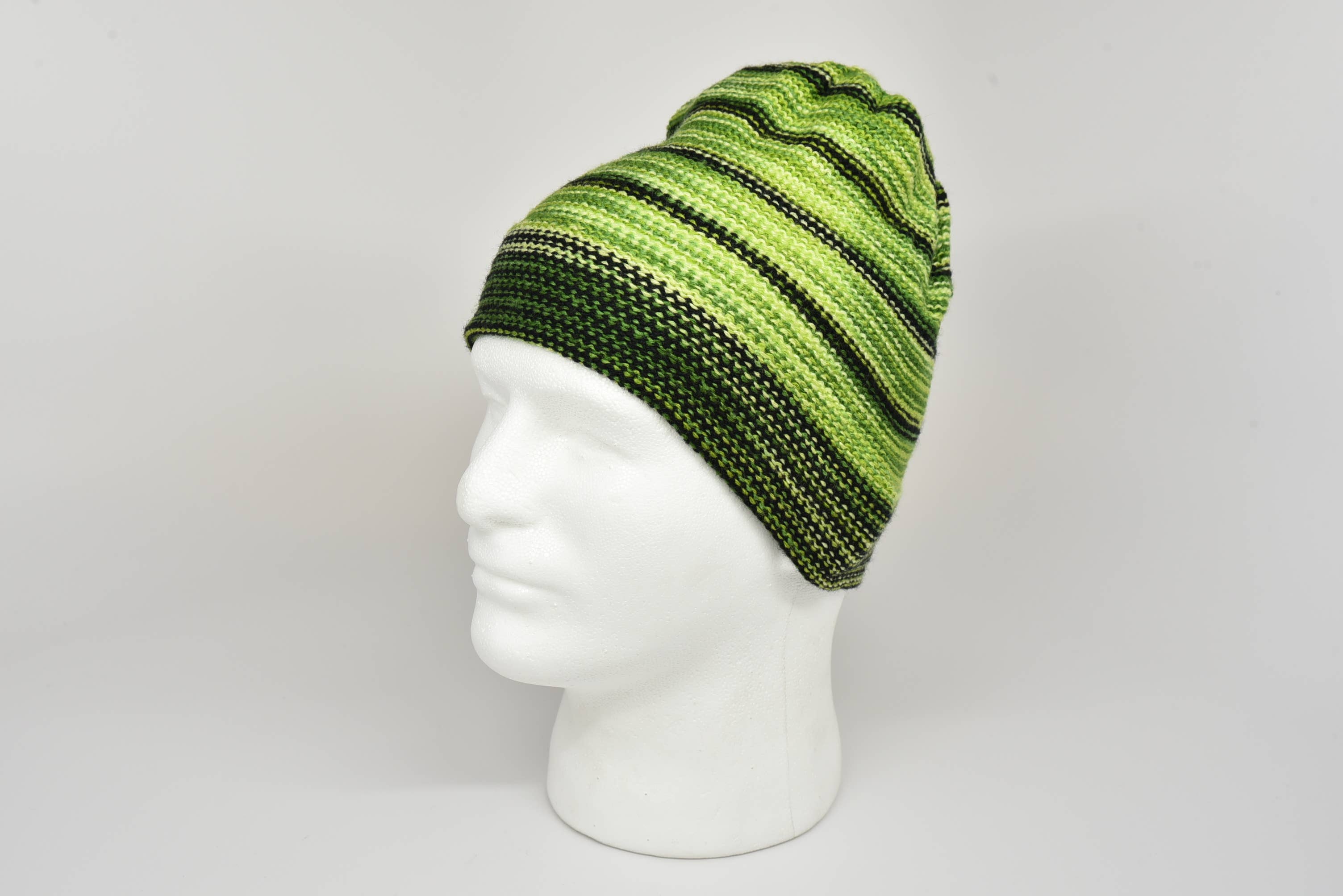 Sanyork Fair Trade – wholesale Beanie – Women's – Arapahoe Alpaca Knit Fine Reversed Stripes Beanie Hat Hand1