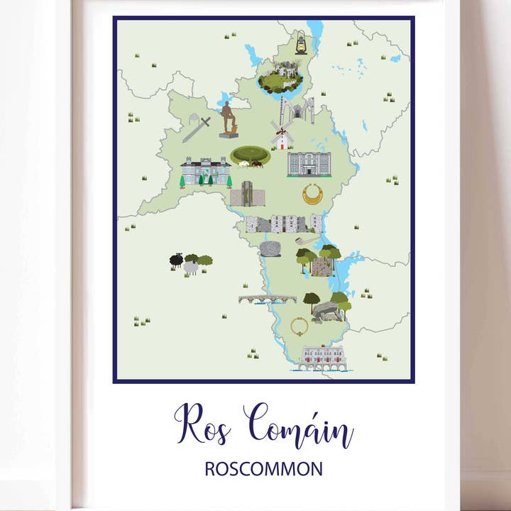 Roscommon Karte für den Großhandel von Prints of Ireland