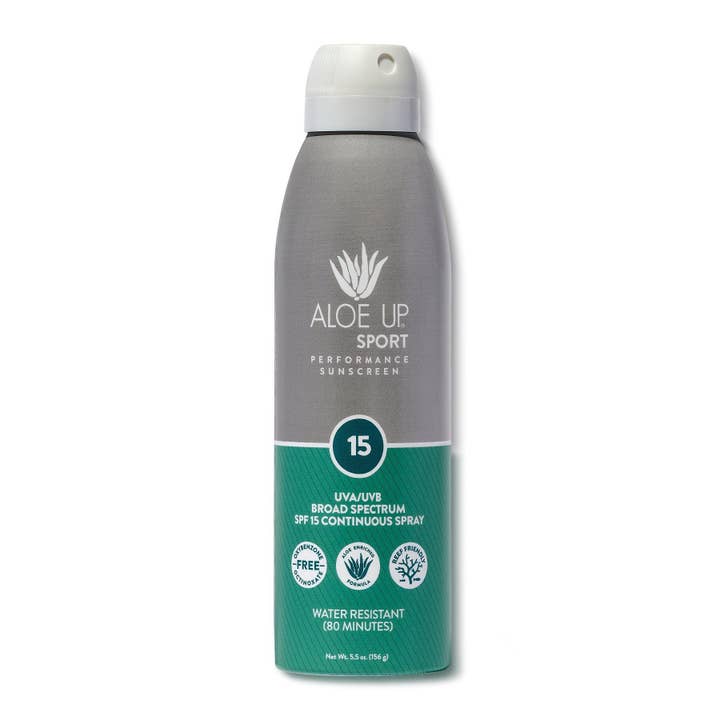 Sport SPF 15 Continuous Spray Sunscreen for wholesale by Aloe Up Sun & Skincare