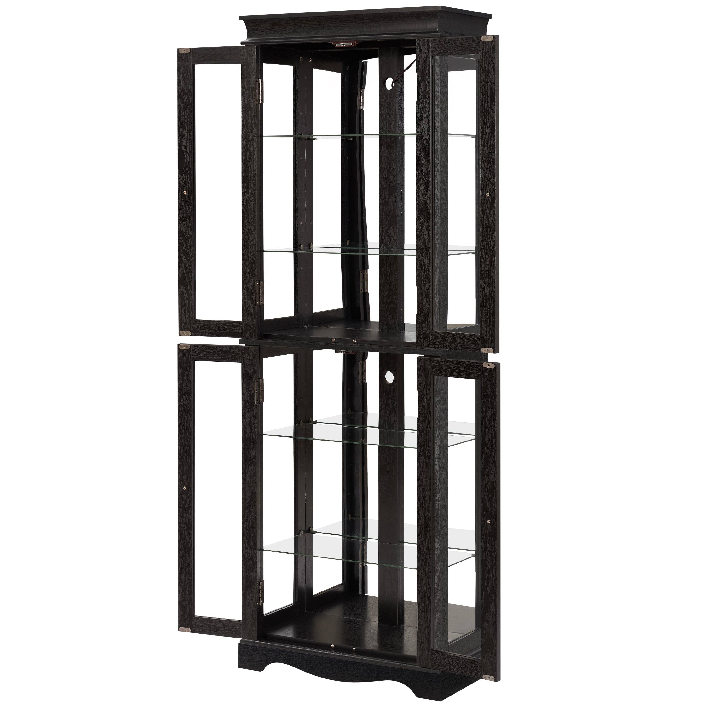 39F Inc. - Wholesale Cabinet - Lighted 6-Tier Glass Curio Display Cabinet with Wood Frame10