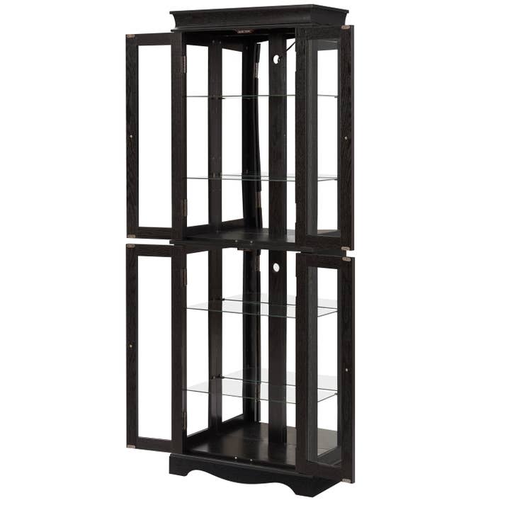 39F Inc. - Wholesale Cabinet - Lighted 6-Tier Glass Curio Display Cabinet with Wood Frame10