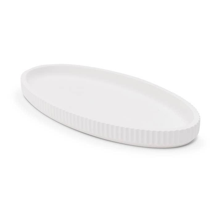 6"x12" Diatomite White Ribbed Vanity Tray - Venice for wholesale by Core Home