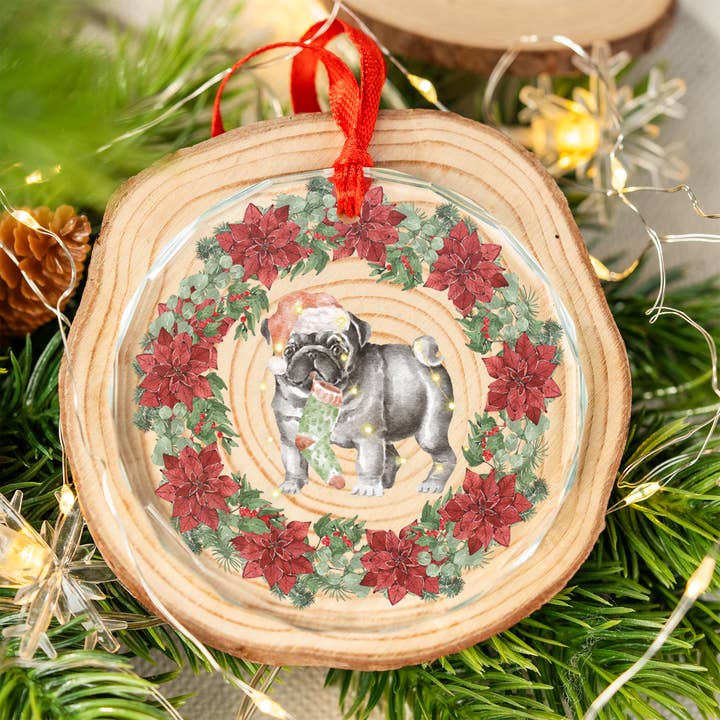 Pug Life - Wholesale Ornament - Glass Pug Christmas Ornaments, Mix & Match 3" Circle