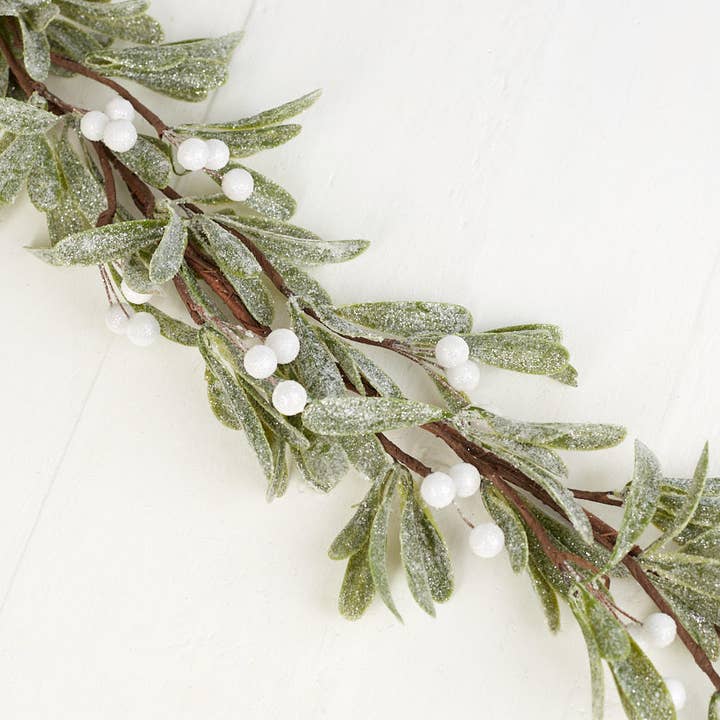 Factory Direct Craft - Wholesale Artificial Flowers - Frosted Faux Mistletoe - Choose Garland or Candle Ring 1