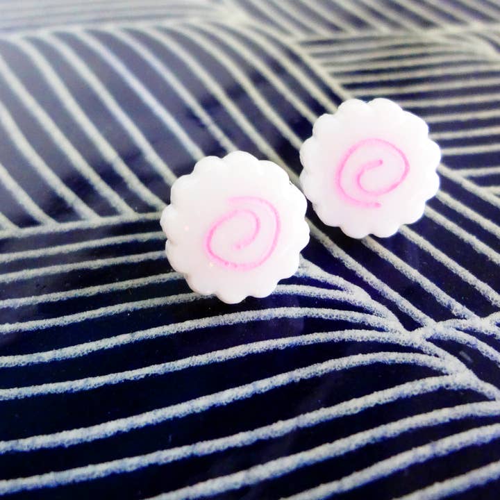 Resin Narutomaki Ramen Fishcake Earrings for wholesale by fancypop