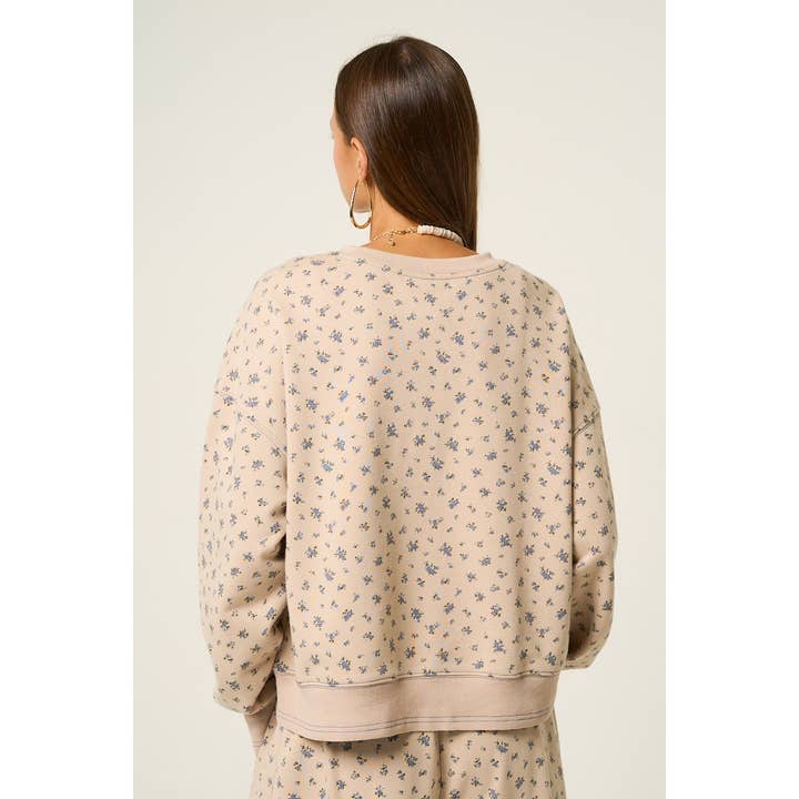 BEIGE Floral Asymmetrical Sweatshirt for wholesale on Faire3