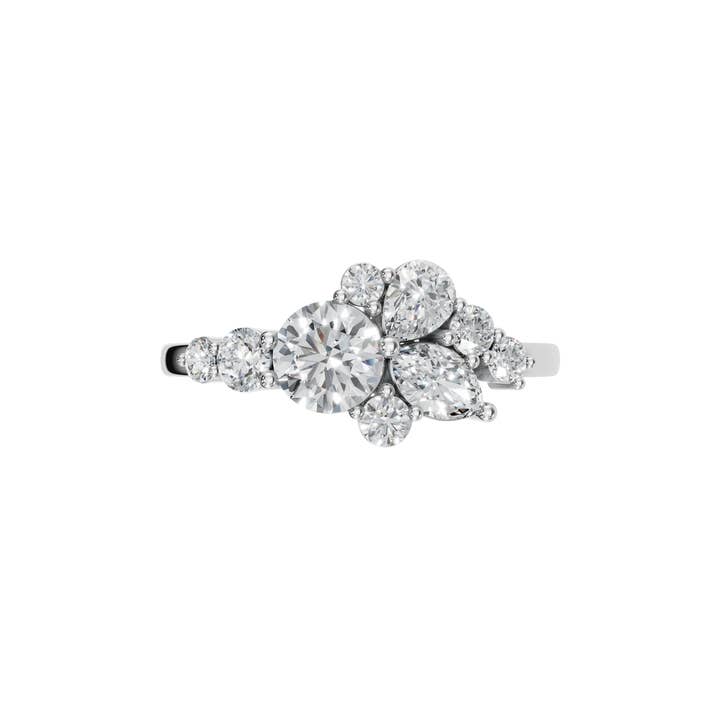 PureYou Jewelry - Wholesale Multi-Stone Ring - 14K Gold Diamond Cluster Ring, Stackable Ring, Wedding Ring5