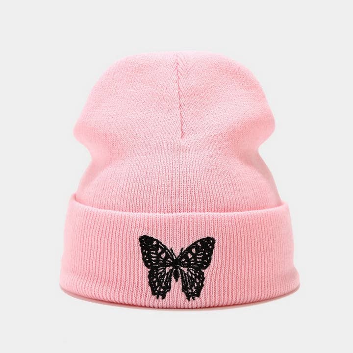 ACCITY - Wholesale Beanie - Women's - BUTTERFLY EMBROIDERY ALL-MATCH WARM KNITTED HAT_CWAH21327
