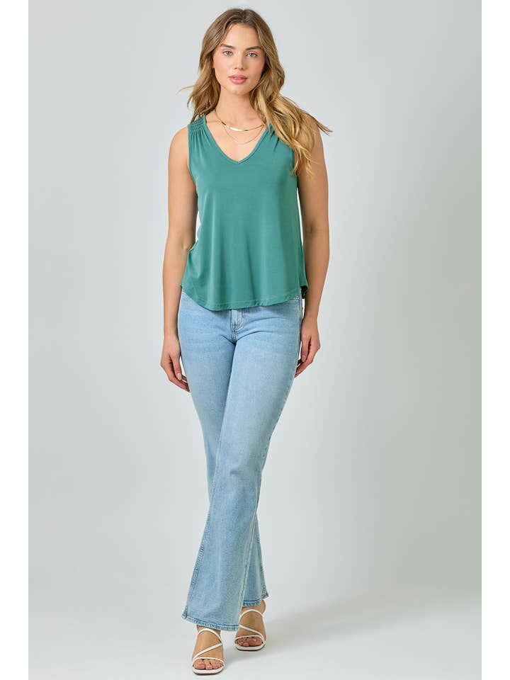 Mystree - Venta al por mayor Camiseta sin mangas - Mujer - 61036 Camiseta de Tirantes con Hombros Fruncidos de Cupro Modal26