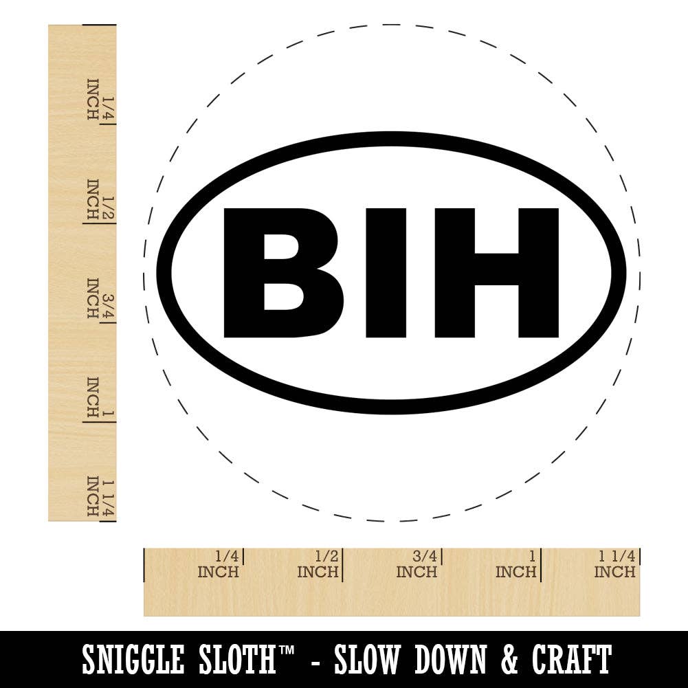 Sniggle Sloth - Wholesale Rubber/Decorative Stamp - Bosnia and Herzegovina BIH Euro Oval Rubber Stamp for Stamping Crafting Planners3