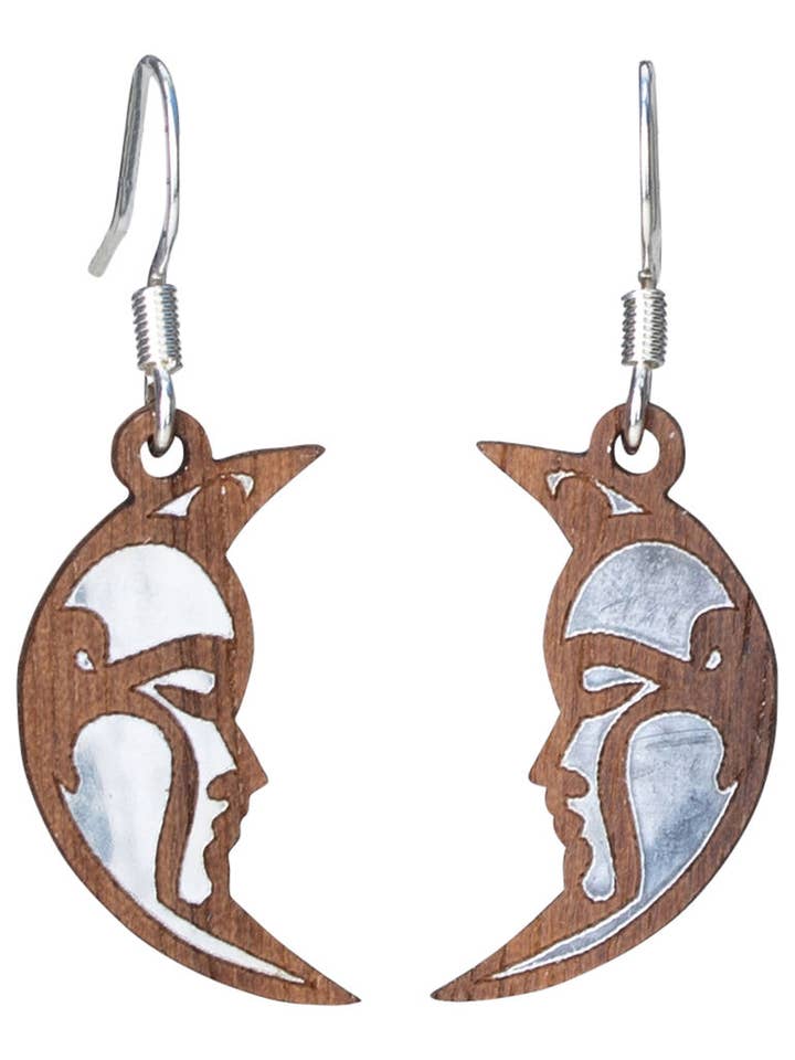 Moon Twig Earring with Silver Foil Accent for wholesale by Woodcutts Inc.