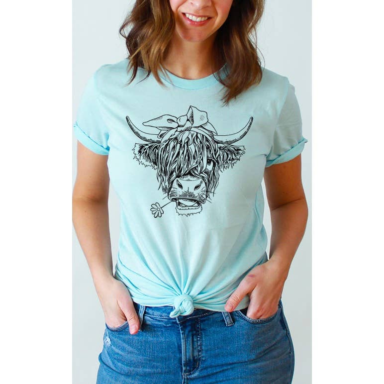Select Apparel - Venta al por mayor Camiseta serigrafiada - Mujer - Camiseta con estampado campestre de Highland Cow Farm3
