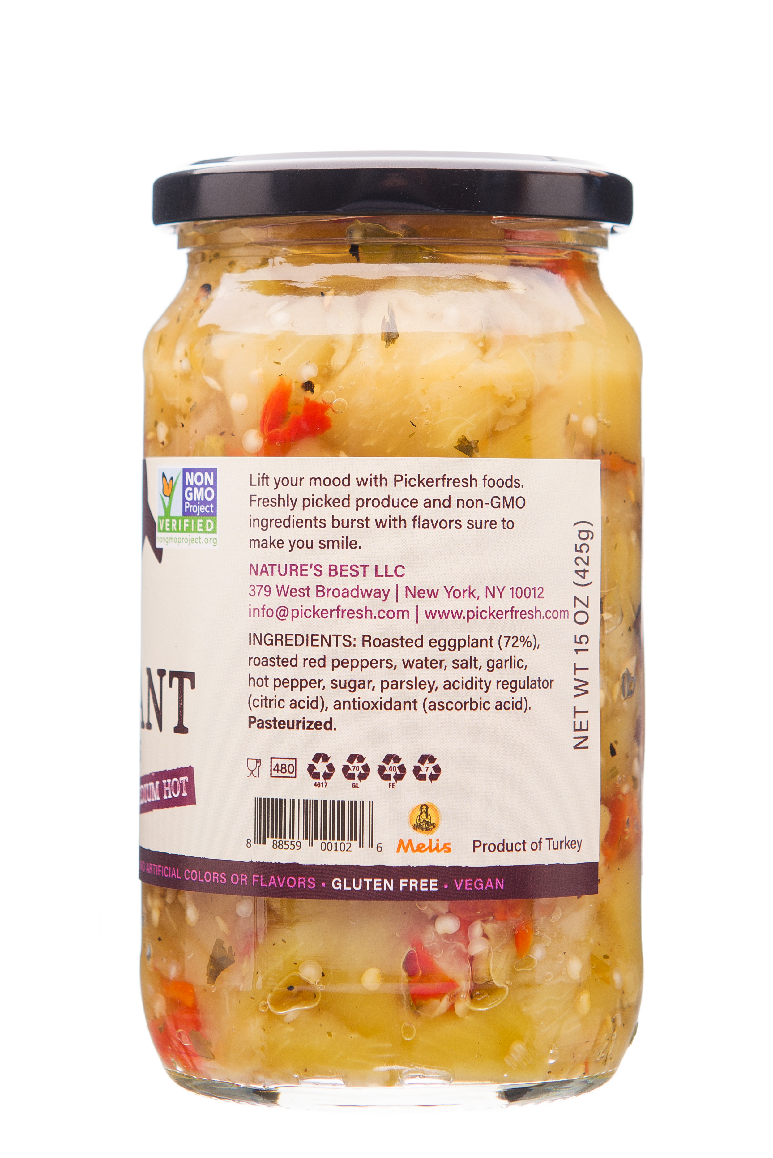 Pickerfresh - Wholesale Pickled Vegetables - Fire Roasted Eggplant with Red Peppers1