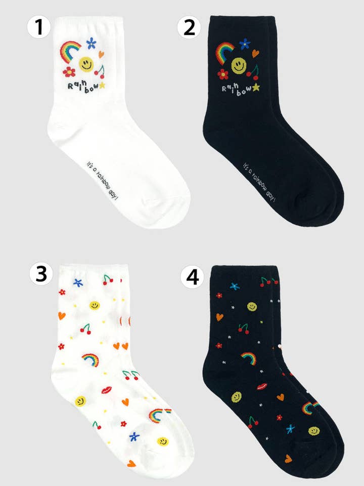 Damen Crew Socken Rainbow Smile Day für den Großhandel von 7DAYSSOCKS
