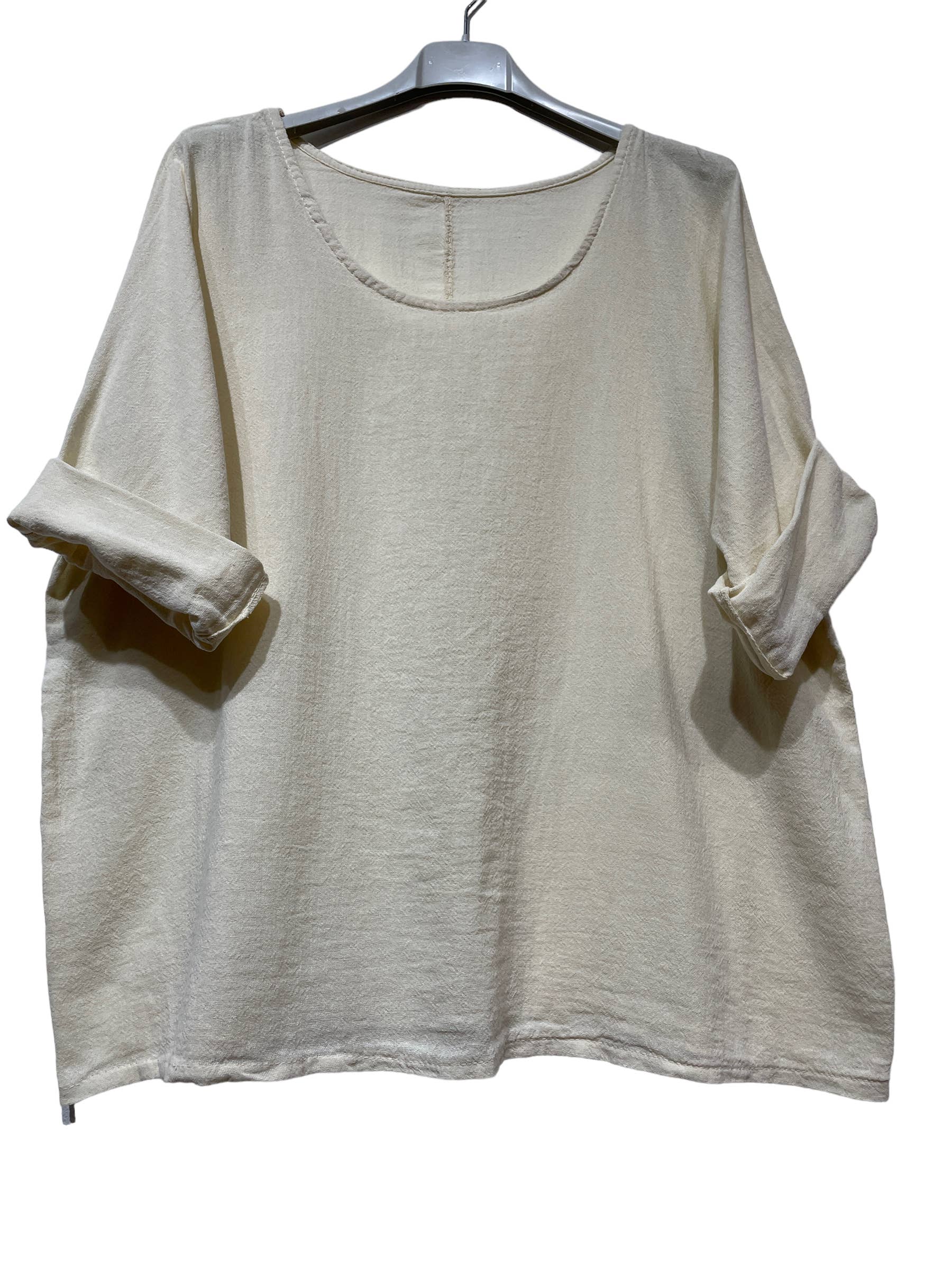 LINEN & COTTON HOUSE – Engroshandel T-shirt – til kvinder – Crop-top i bomuld og hør, bedst sælgende model 101148