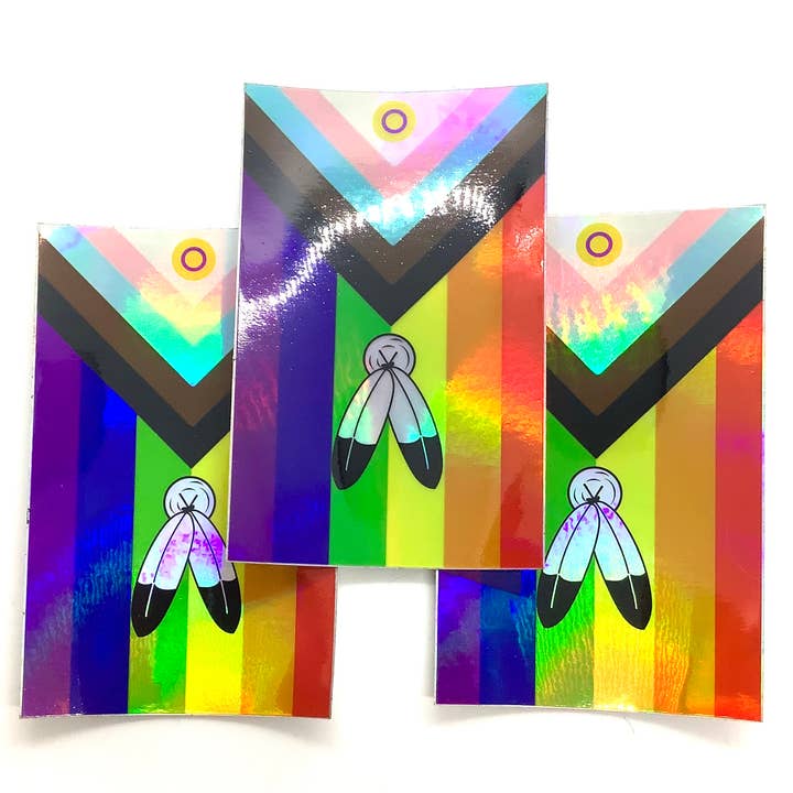 Drapeau 2 Spirit Pride - Autocollant holographique pour la vente par The QUILTBAG