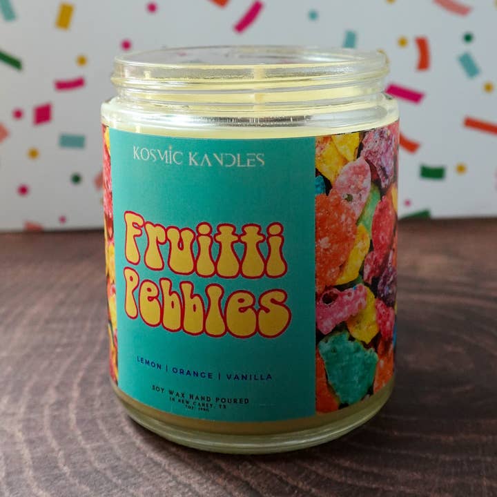 🥣 Fruitti Pebbles Soy Wax Candle for wholesale by Kosmic Kandles LLC
