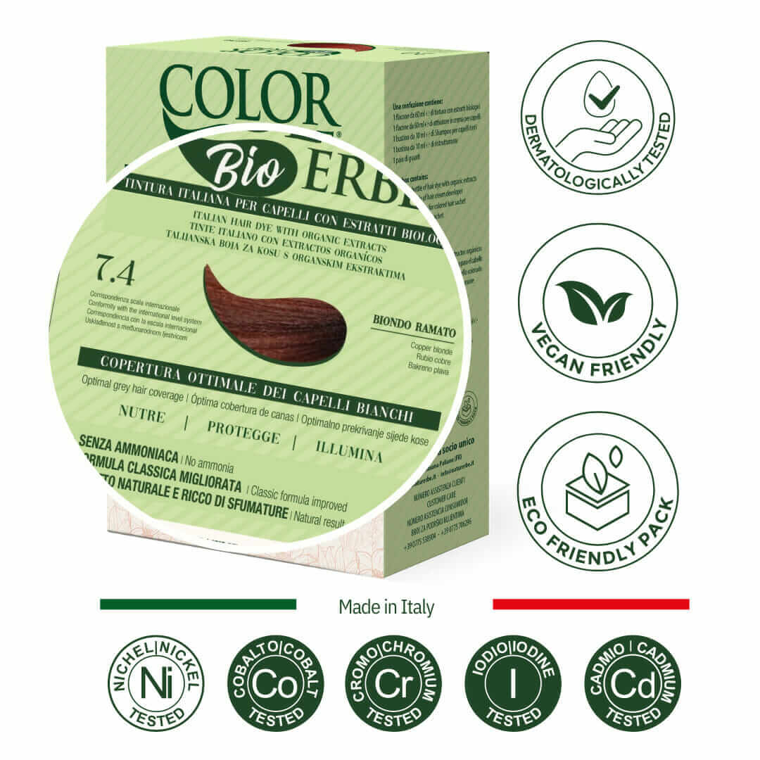 COLOR ERBE - Wholesale Hair Dye - Color Erbe Estr. Dye Organic Coppery Blond (7.4) - Made in Italy1