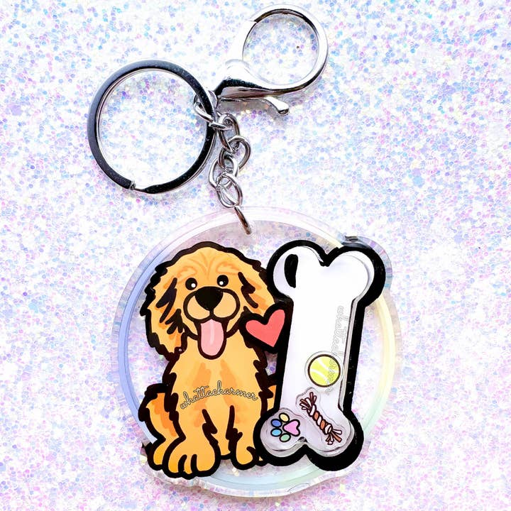 Golden Retriever Dog Keychain, Yellow for wholesale by WhattaCharmer