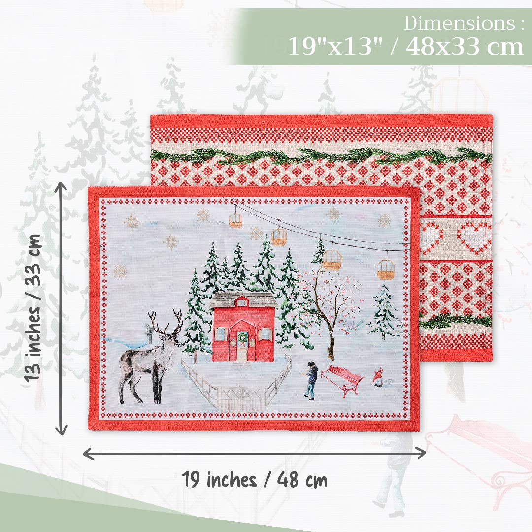 Maison d'Hermine - Design in Every Thread - Wholesale Placemat - Placemats 100% Cotton 13" x 19" - Set of 4 - Rural Christmas3