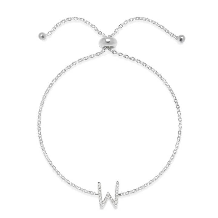 Diamond Initial Bracelet Silver for wholesale by Amelia Rose Jewelry