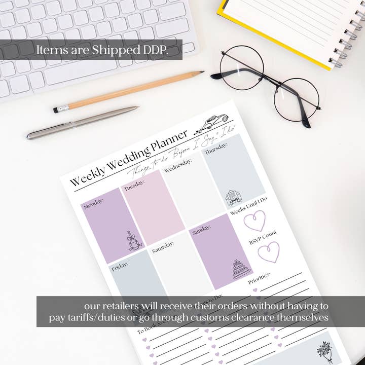 Eleventh and Taylor - Wholesale Notepad - Weekly Wedding Planner: 50-Page Tear Off Notepad3