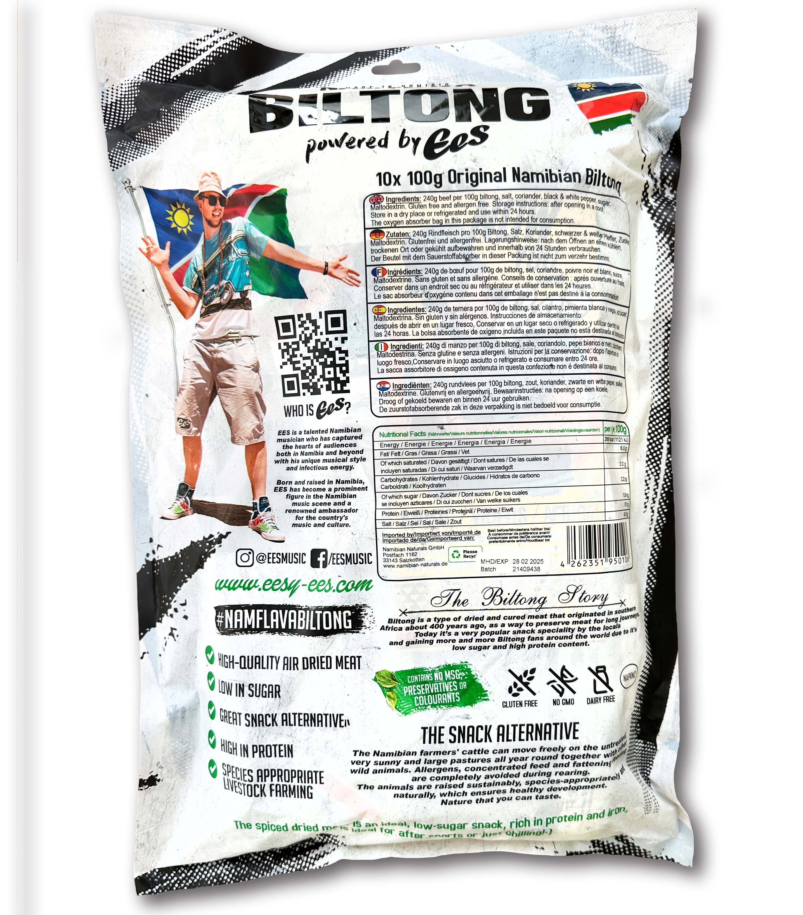 EES - Wholesale Jerky - Original Nam Flava Biltong van EES (10-pack - 100 g per stuk)4