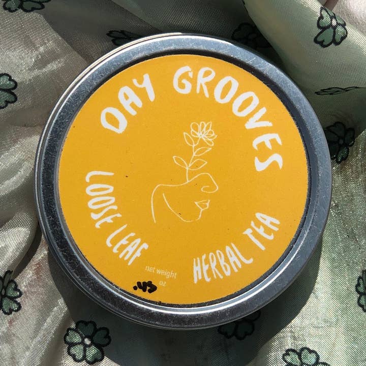Day Grooves Tea Tin for wholesale by Wild Few Herb Farm