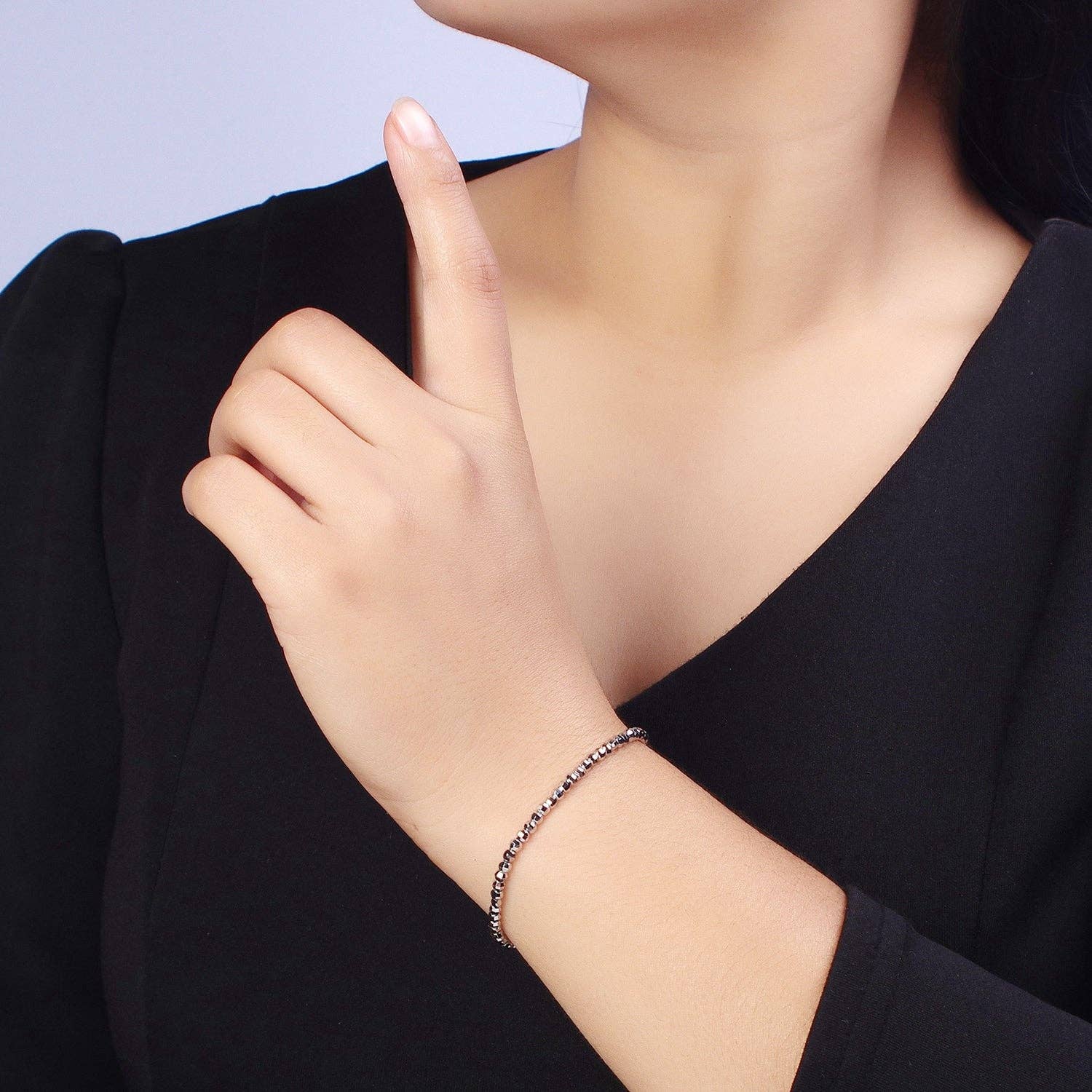 Aim Eternal – wholesale Beaded bracelet – 2.5mm, 3.5mm Gold, Silver Multifaceted Disco Ball Round Bead 7 Inch Chain Bracelet | WA-1572 ~ WA-12754