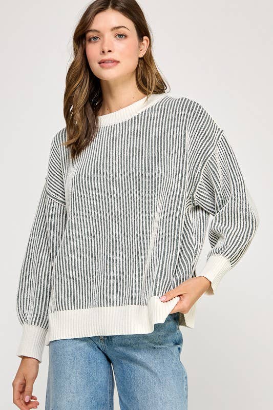 Miss Love - Wholesale Knit Sweater - Women's - Super Soft Strip Sweater8