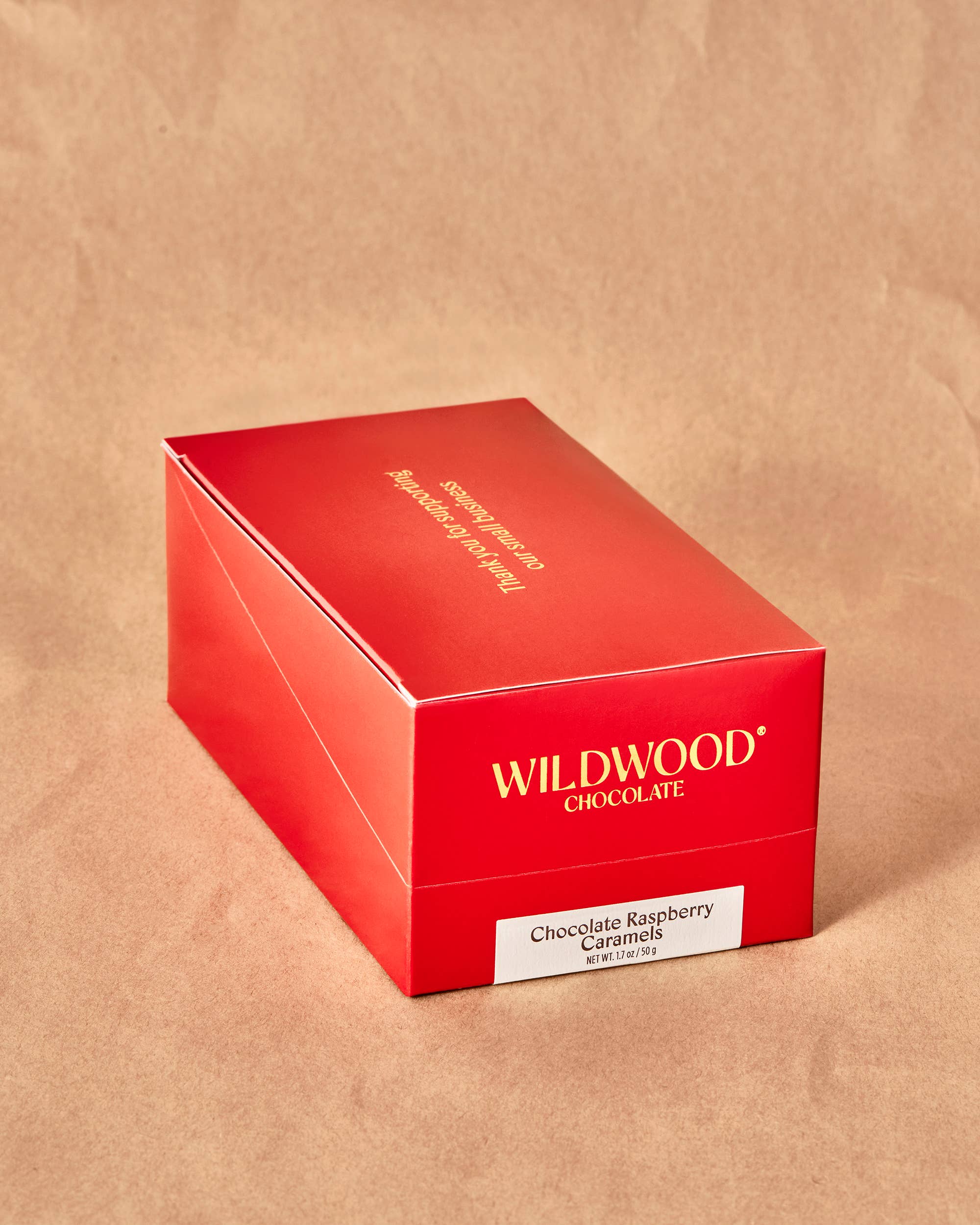 Wildwood Chocolate - Wholesale Chocolate Box - Chocolate Raspberry Caramel - Small Box Case 4