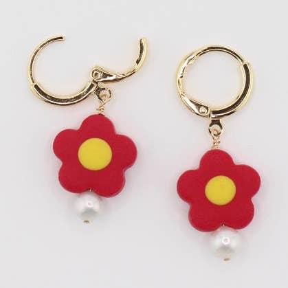 Crimson Daisy Pearl Huggies for wholesale by Hello Koai