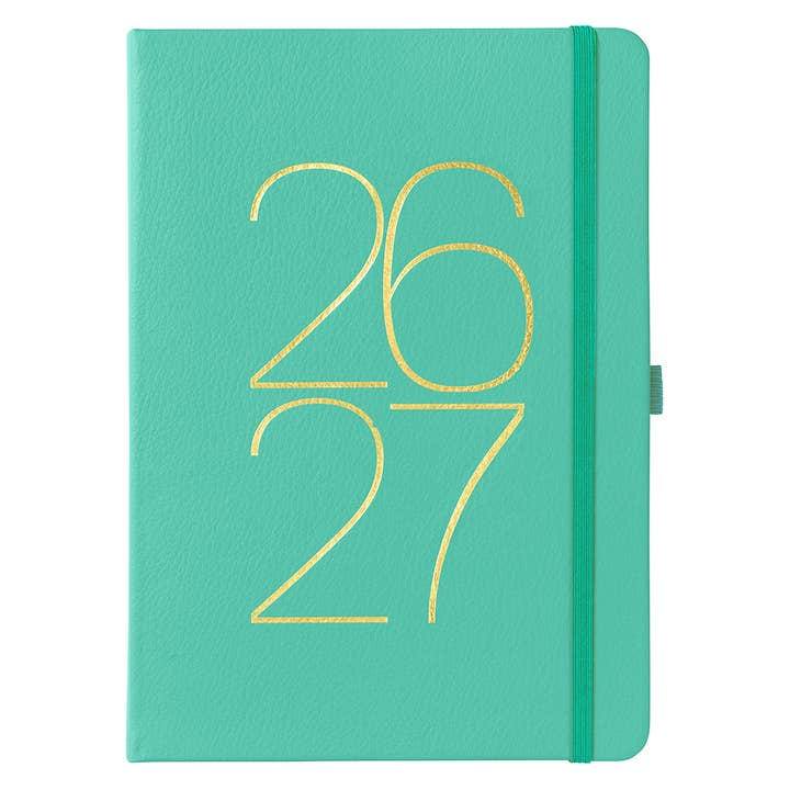 Agenda mi-année une page par jour 2026/27 - Double planning - Vert pour la vente par Busy B