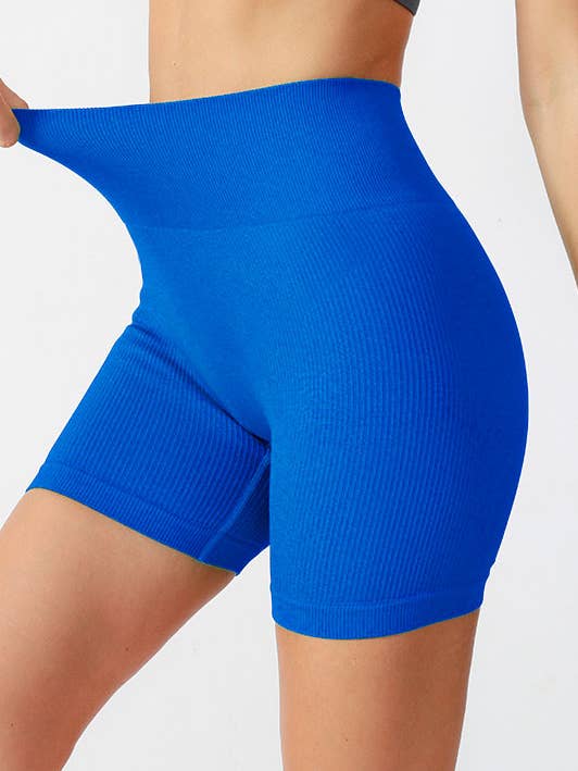 Color 5 - Wholesale Athletic Shorts - Women's - Solid color seamless active wear yoga shorts w/ scrunch butt