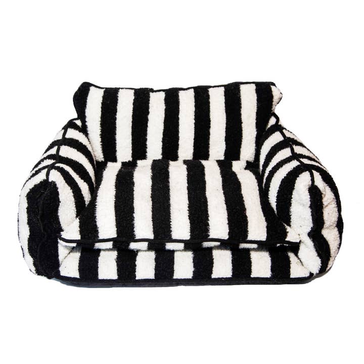 Glow Pups - Wholesale Pet Bed - Dog - Chic Comfort Black and White Striped Sofa Dog Bed11