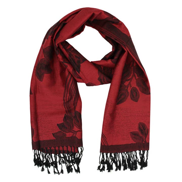 Sensibling Corp. - Wholesale Scarf – Women's - Rose Floral Pashmina Reversible Scarf Shawl10