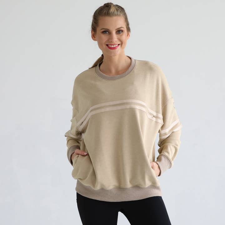 Celine Slouchy Nursing Pullover (Sandy Dunes) for wholesale by Sweat & Milk